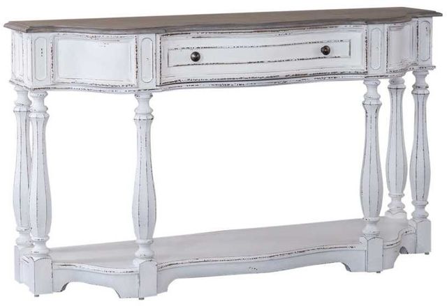 Liberty Furniture Magnolia Manor Weathered Bark 56'' Console Table with Antique White Base-0