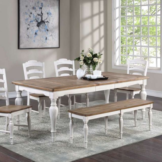 Winners Only® Augusta Rustic Brown/White Ladder Back Side Chair-2