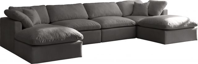 Meridian Furniture Plush Grey Velvet Standard Cloud Modular Sectional-0
