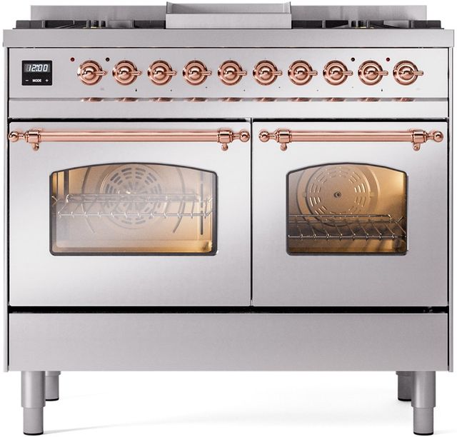 Ilve® Nostalgie II Series 40" Stainless Steel Pro Style Dual Fuel Range-0