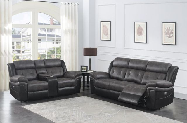 Coaster® Saybrook Charcoal and Black Tufted Cushion Power Sofa-1
