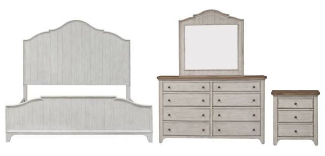 Liberty Furniture Farmhouse Reimagined 4-Piece Antique White Queen Panel Bed Set-0