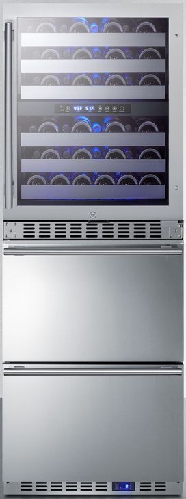 Summit® 24" Stainless Steel Wine Cooler and Freezer Drawers-1