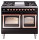 Ilve® Nostalgie II Noblesse 40'' Glossy Black Pro Style Dual Fuel Range with Copper Trim-0