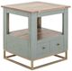 International Furniture Direct Timber Brown/Green End Table with Gold Base-0