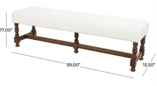 Deco Marche Cream Fabric Bench-3