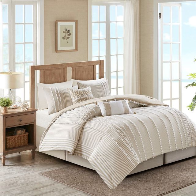 Olliix by Harbor House Taupe Anslee Embroidered Cotton Square Decorative Pillow-2