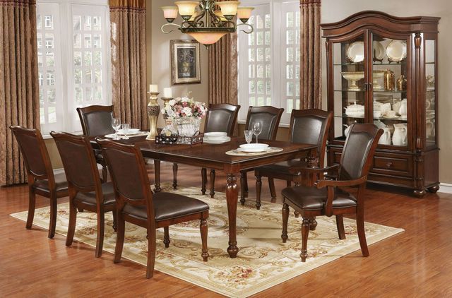 Furniture of America® Sylvana 9-Piece Brown Cherry Dining Table Set-1