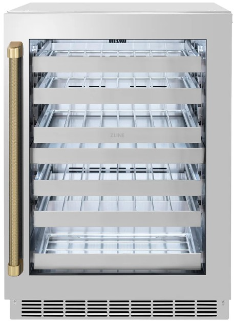 ZLINE Autograph Edition Touchstone 24 " 4.8 Cu. Ft. Stainless Steel Glass Door and Polished Gold Hel