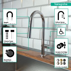 Hansgrohe Talis N Chrome A-Style 2-Spray Pull-Down High Arc Kitchen Faucet-2