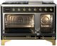 Ilve® Majestic III 48" Glossy Black Pro Style Dual Fuel Natural Gas Range with Solid Door and Brass Trim-1