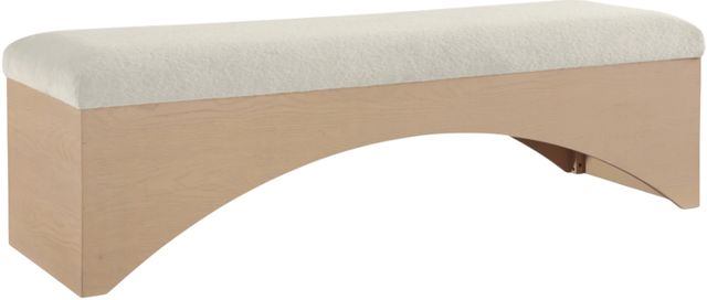 Meridian Furniture Lawson Cream/Natural Velour Fur Fabric Bench-0