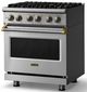 Viking® 5 Series 30" Stainless Steel Pro Style Dual Fuel (NG) Range with Brushed Brass Trim-3