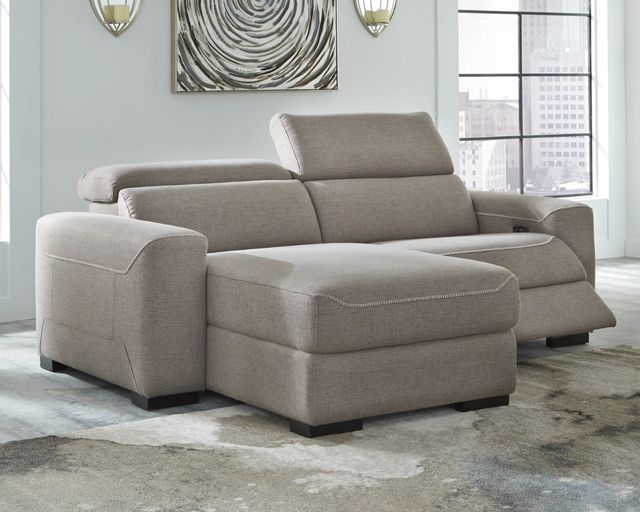 Signature Design by Ashley® Mabton 2-Piece Gray Power Reclining Left-Arm Facing Sectional and Chaise-4