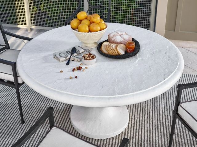 Universal Explore Home™ Coastal Living Outdoor Honolua Bay Abaco White Cast Concrete Dining Table-2