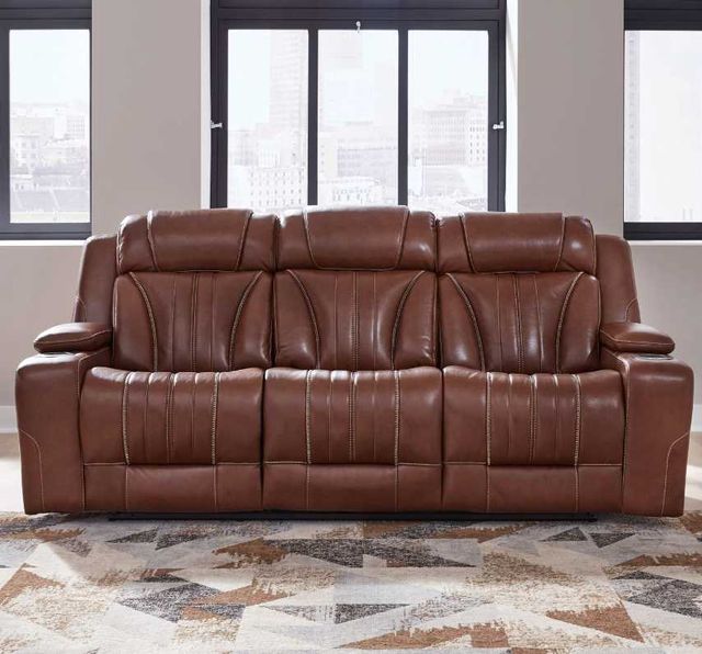 Liberty Furniture Caswell Nature Chestnut Leather Power Reclining Sofa-2