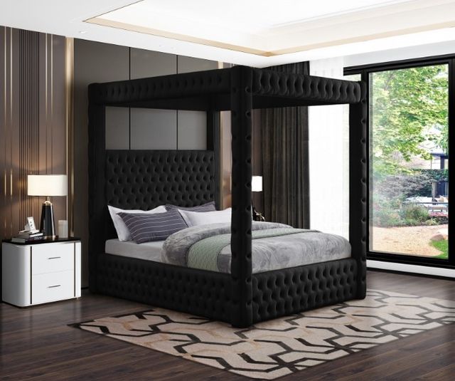 Meridian Furniture Royal Black Queen Upholstered Canopy Bed-3