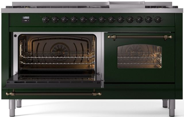 Ilve® Nostalgie II Series 60" Emerald Green Pro Style Dual Fuel Range-2