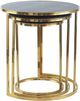 A & B Home 3-Piece Round Gray Leather Tabletop With Gold Frame Nesting Tables-1