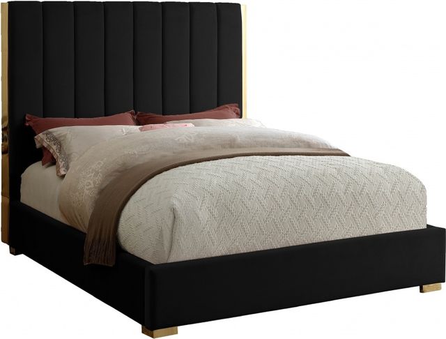 Meridian Furniture Becca Black Velvet King Bed-0