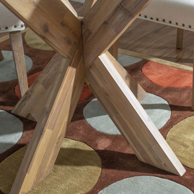 Powell® Adler Glass Top X-Base Dining Table with Natural Base-4