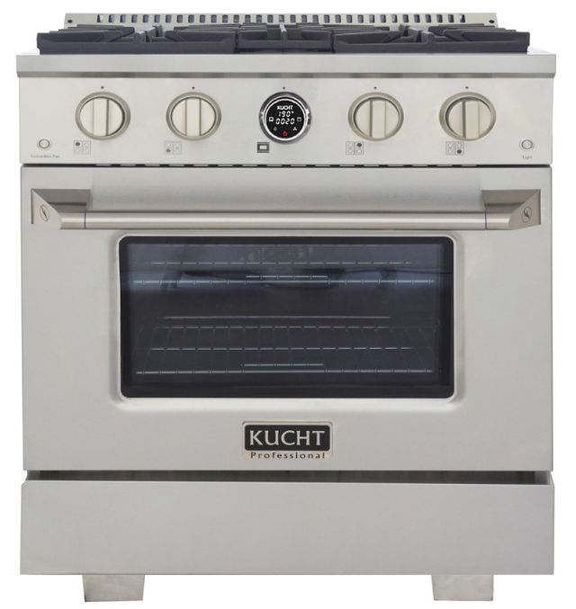 Kucht Professional KX Series 30" Stainless Steel Pro Style Propane Gas Dual Fuel Range with Kucht Horus Thermostat-1