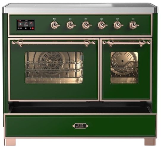 Ilve® Majestic III 40" Emerald Green Pro Style Induction Range with Triple Glass Door and Copper Trim-2