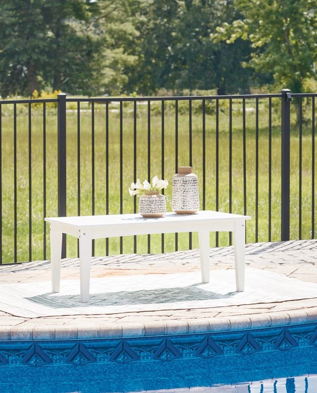 Signature Design by Ashley® Hyland Wave White Polyethylene Outdoor Cocktail Table-5