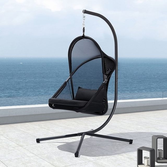 Furniture of America® Crush Black Fabric/Metal Outdoor Swing Chair-1
