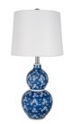 A & B Home Blue/White 13"  Two-Tiered Ceramic Vase Lamp-0
