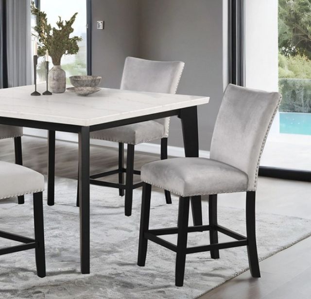 Furniture of America® Sabro White Square Counter Table with Black Base-3