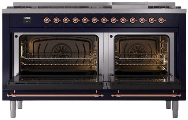 Ilve® Nostalgie II Series 60" Midnight Blue Pro Style Dual Fuel Range-1