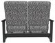 Telescope Casual Leeward Agra Classic/Graphite Fabric/Polymer Outdoor MGP Cushion Hidden Motion Loveseat with Chestnut Rustic Polymer Arms-3