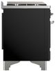 Ilve® Majestic III 36" Glossy Black Pro Style Dual Fuel Natural Gas Range with Solid Door and Chrome Trim-3