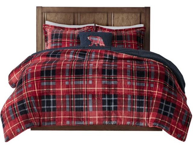 Olliix by Woolrich Alton Red Plaid Full/Queen Plush to Sherpa Down Alternative Comforter Set-0
