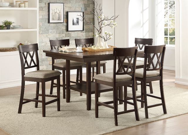 Homelegance® Balin Dark Brown Counter Height Chair Double X-Back-1