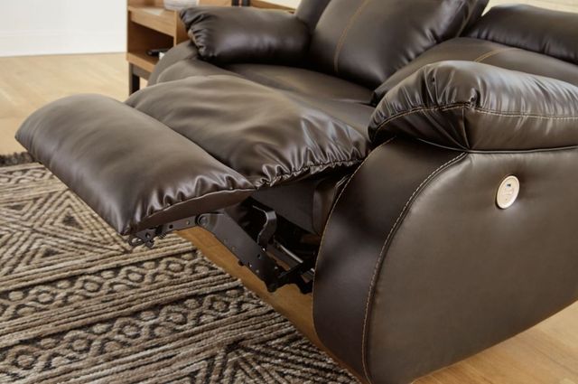 Signature Design by Ashley® Denoron Chocolate Reclining Power Loveseat-4