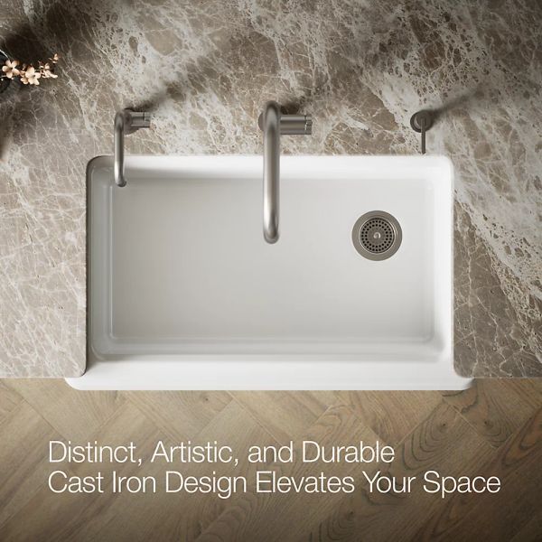 KOHLER® Riverby® White 36" Undermount Single-Bowl Farmhouse Workstation Kitchen Sink-4