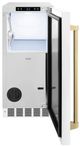 ZLINE Autograph Edition Touchstone 15" 75 lbs. White Matte Door with Polished Gold Handle Clear Cube Ice Maker with Drain Pump-2