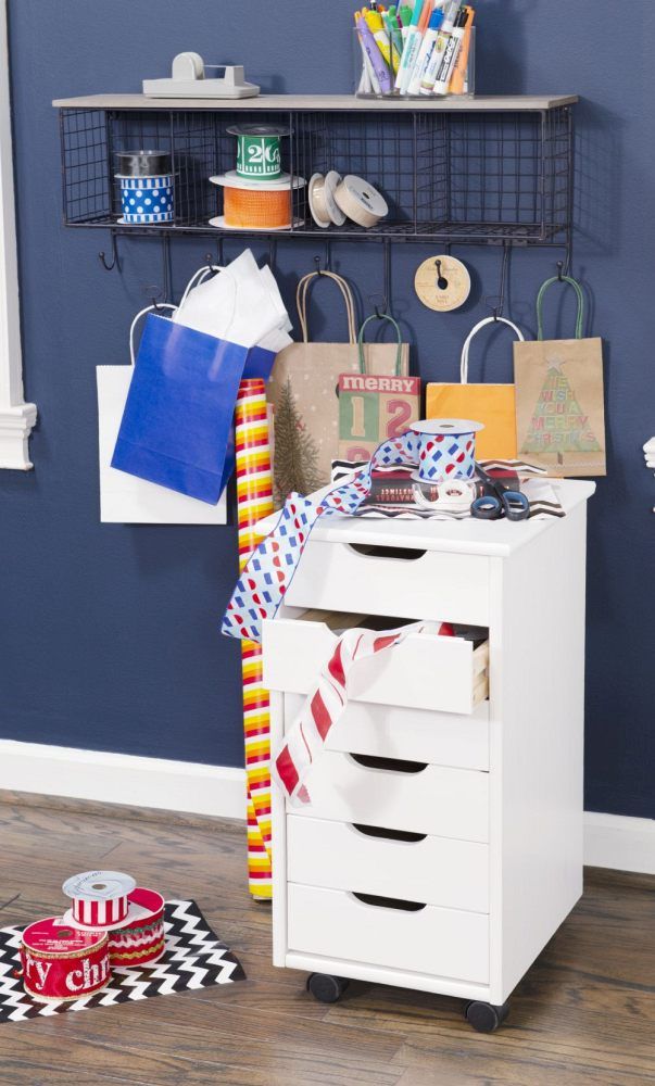Linon Rudy White Rolling Storage Cart-1