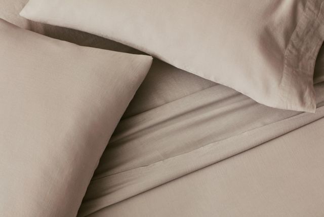 Malouf® 6-Piece Sand Linen-Weave Cotton Split California King Sheet Set-3