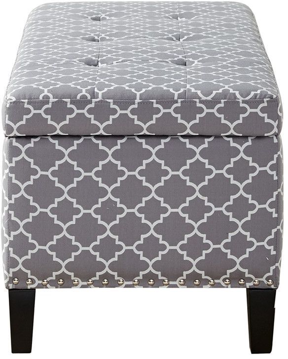 Olliix by Madison Park Grey Shandra II Tufted Top Storage Bench-2