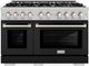 ZLINE Select 48" Satin Stainless Steel Pro Style Dual Fuel Range with Black Matte Door-0