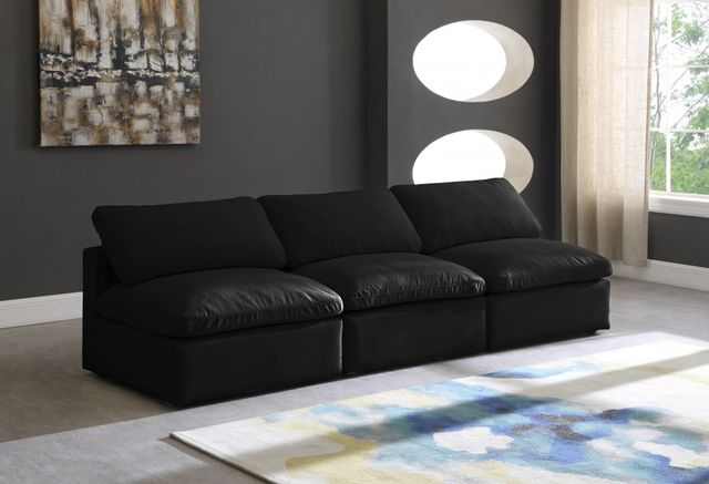 Meridian Furniture Plush Black Velvet Standard Cloud Modular Sofa-3