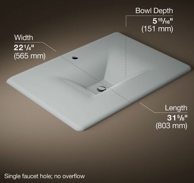 Kohler Iron/Impressions® Ice Grey 31" Enameled Cast Iron Vanity Top with Integrated Rectangular Sink-2