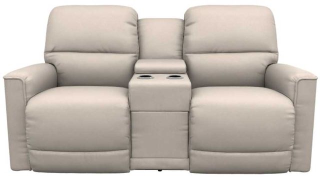 La-Z-Boy® Cade Oyster Leather Power Reclining Loveseat with Console, Headrest, and Lumbar-1