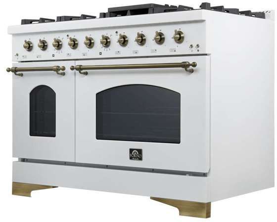 FORNO® Massimo Series Alta Qualita 48" White Pro Style Dual Fuel Range-2