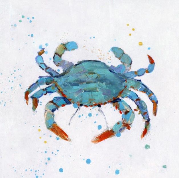 Classy Art Bubbly Blue Crab by Sally Swatland Wall Art-0