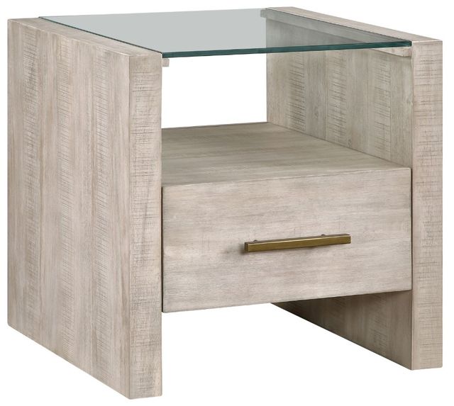 Steve Silver Co. Garland 3-Piece Glass Top Occasional Table with Washed Parchment Base Set-2
