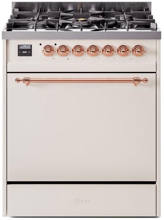 Ilve® Nostalgie II Series 30" Antique White Pro Style Dual Fuel Range-0